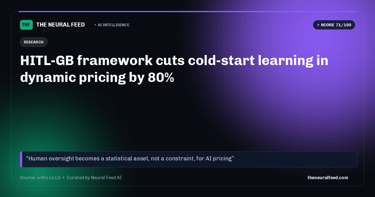 HITL-GB framework cuts cold-start learning in dynamic pricing by 80%