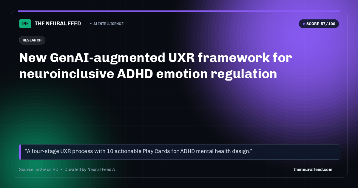 New GenAI-augmented UXR framework for neuroinclusive ADHD emotion regulation