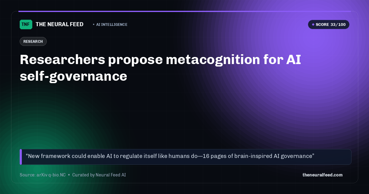 Researchers propose metacognition for AI self-governance