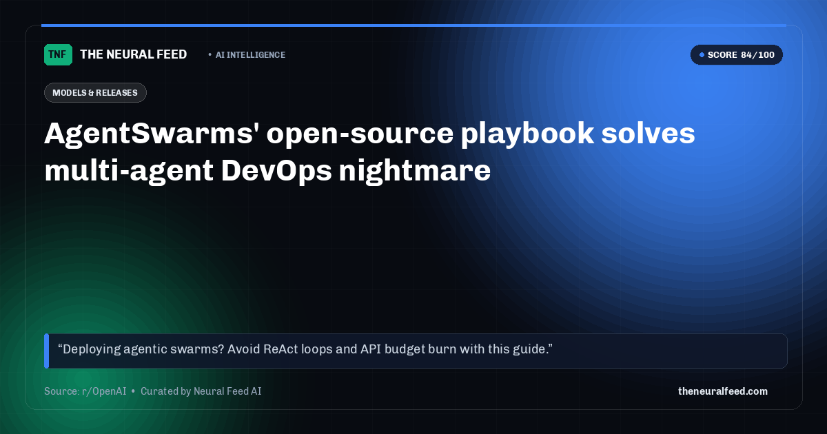 AgentSwarms' open-source playbook solves multi-agent DevOps nightmare