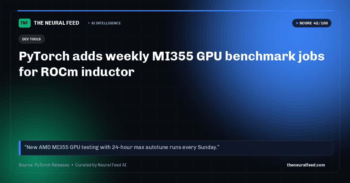 PyTorch adds weekly MI355 GPU benchmark jobs for ROCm inductor