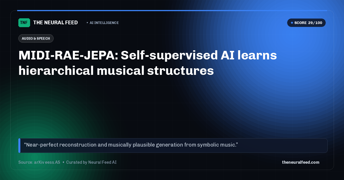 MIDI-RAE-JEPA: Self-supervised AI learns hierarchical musical structures