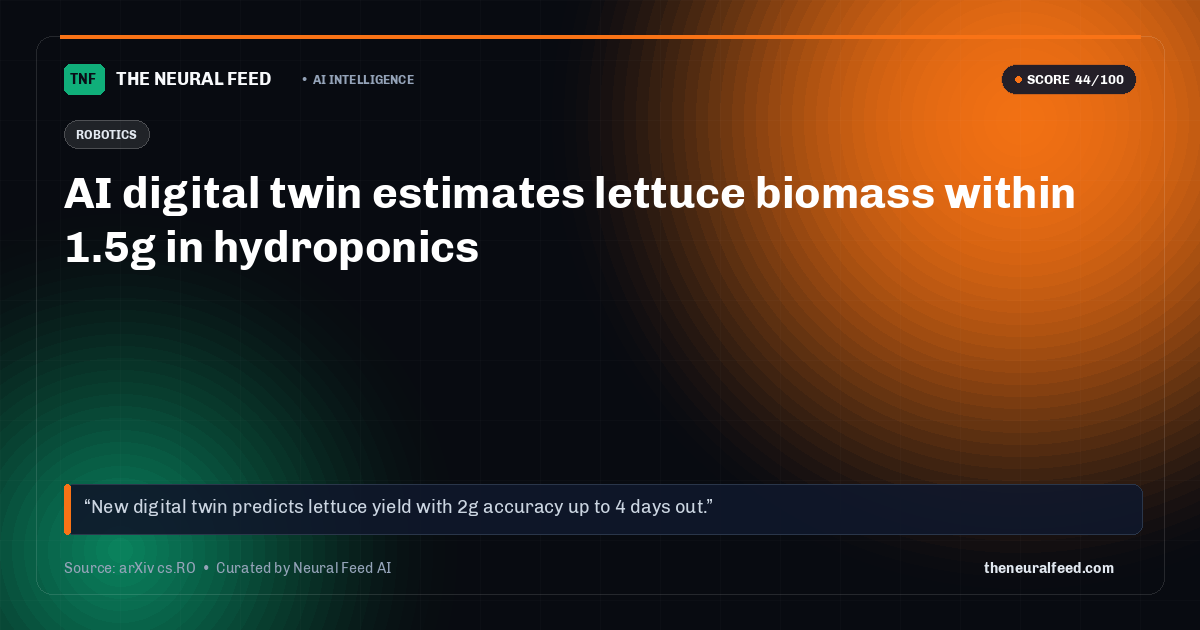 AI digital twin estimates lettuce biomass within 1.5g in hydroponics