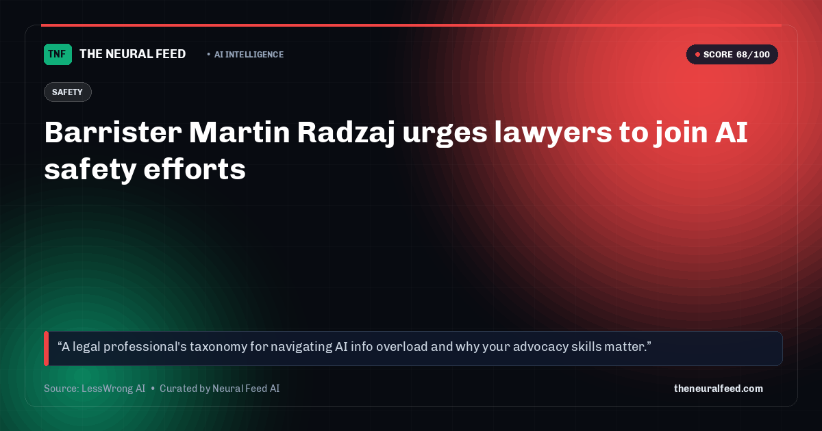 Barrister Martin Radzaj urges lawyers to join AI safety efforts