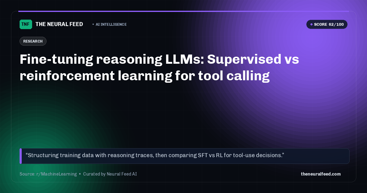 Fine-tuning reasoning LLMs: Supervised vs reinforcement learning for tool calling
