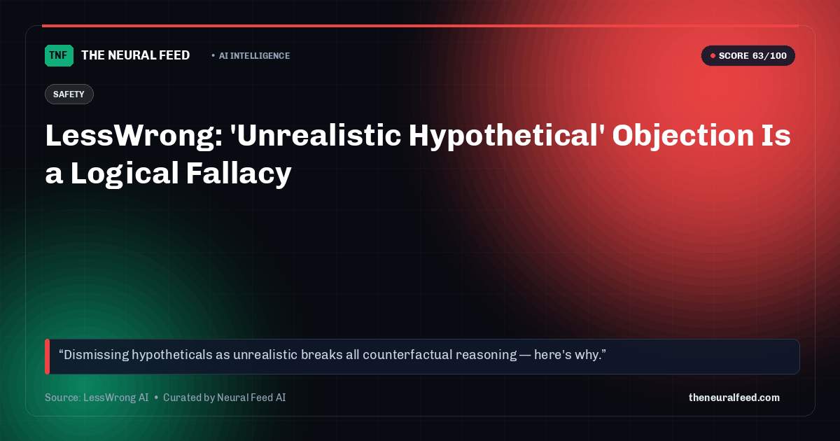 LessWrong: 'Unrealistic Hypothetical' Objection Is a Logical Fallacy