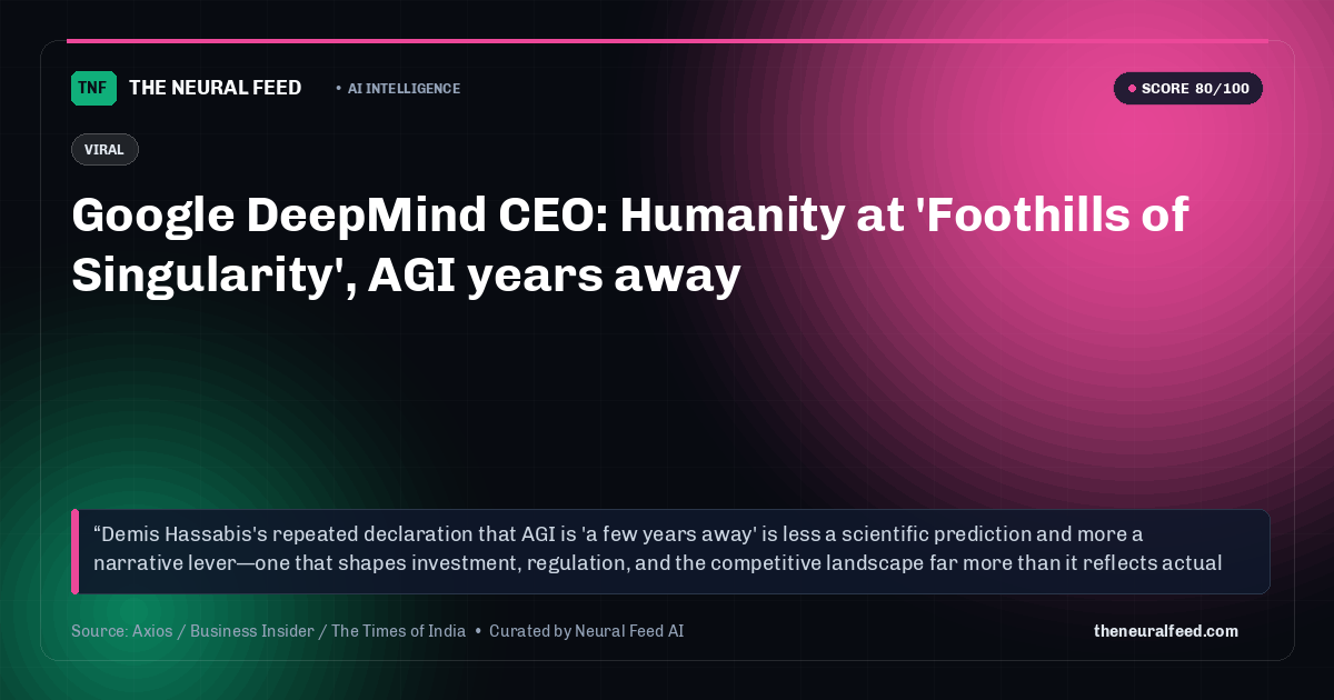 Google DeepMind CEO: Humanity at 'Foothills of Singularity', AGI years away