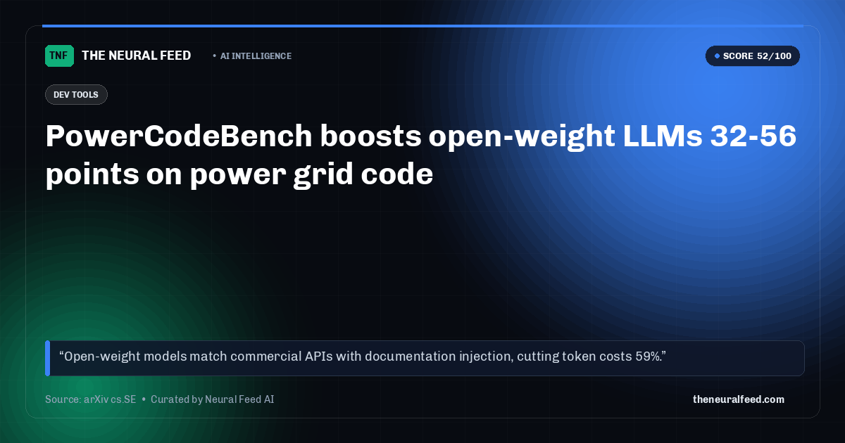 PowerCodeBench boosts open-weight LLMs 32-56 points on power grid code