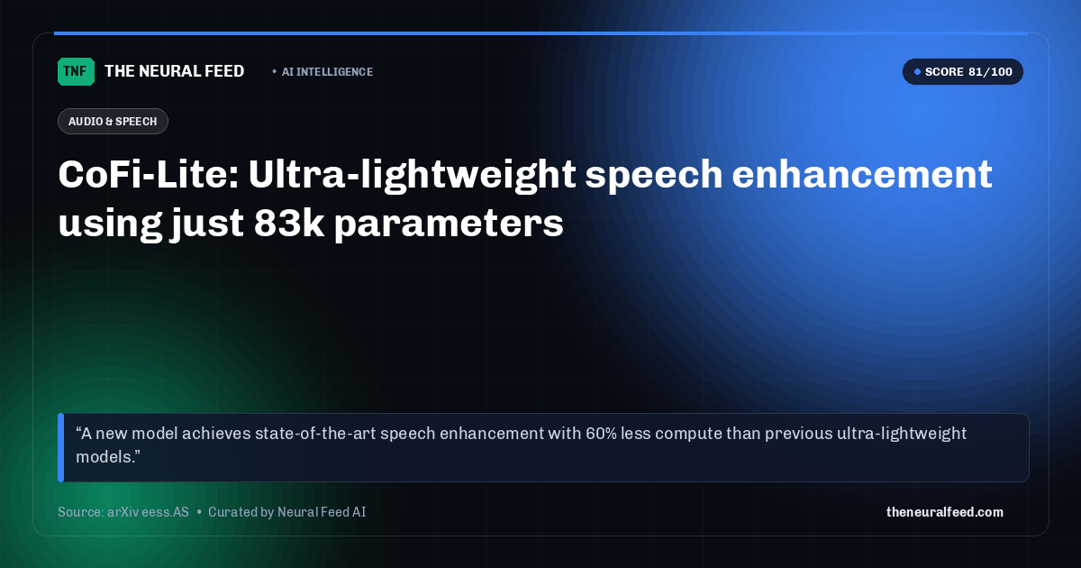 CoFi-Lite: Ultra-lightweight speech enhancement using just 83k parameters