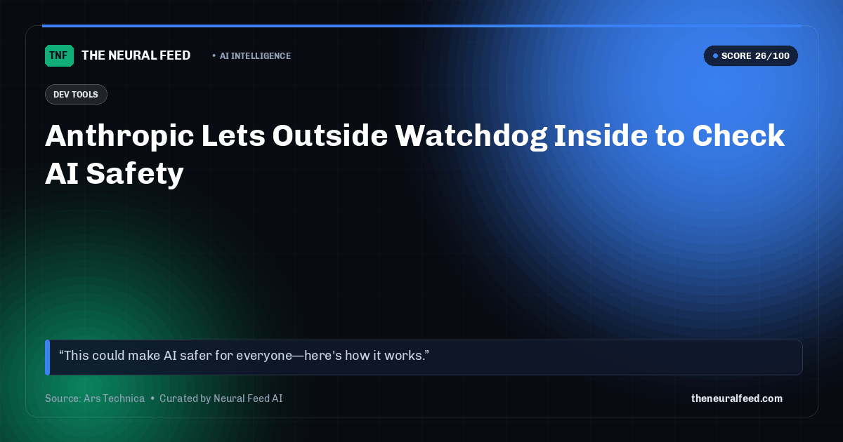 Anthropic Lets Outside Watchdog Inside to Check AI Safety