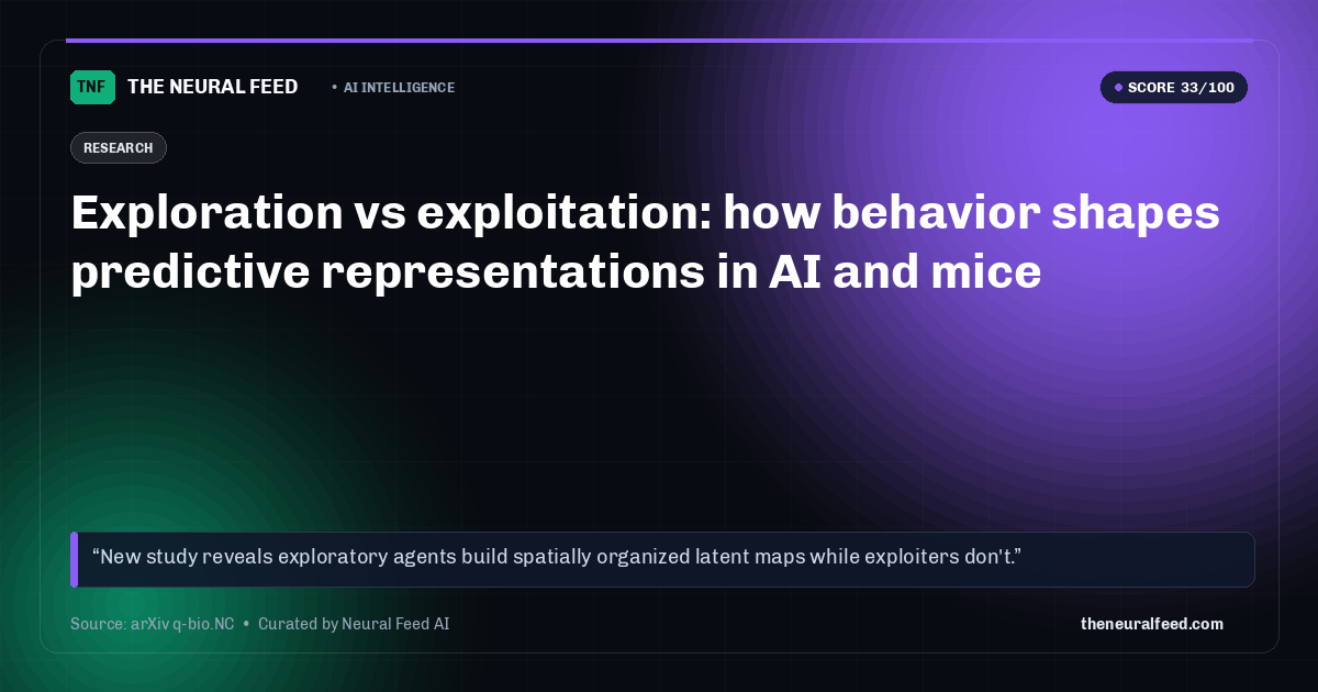 Exploration vs exploitation: how behavior shapes predictive representations in AI and mice