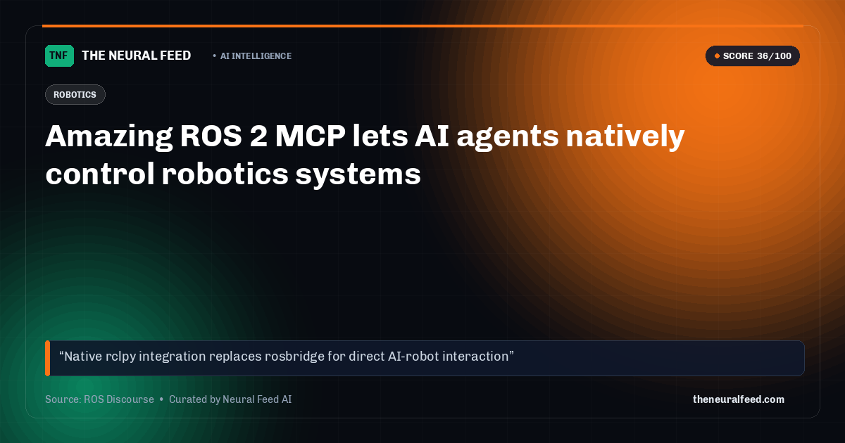 Amazing ROS 2 MCP lets AI agents natively control robotics systems