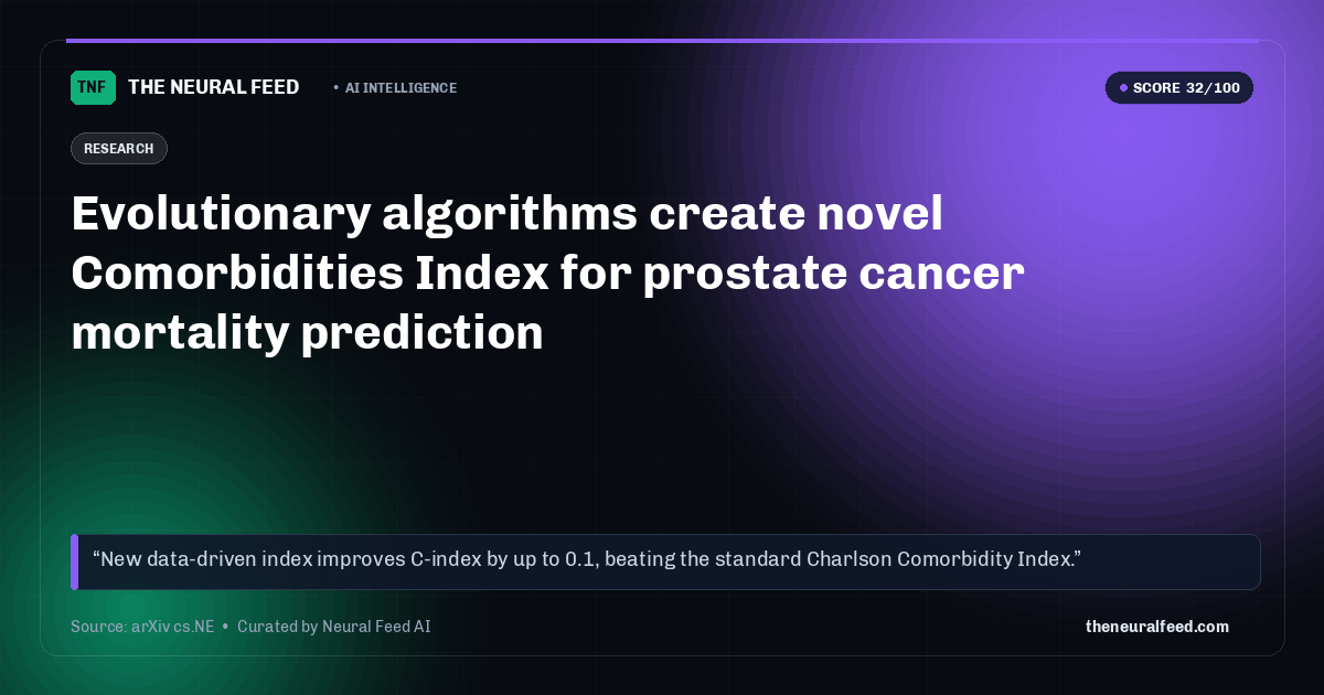 Evolutionary algorithms create novel Comorbidities Index for prostate cancer mortality prediction