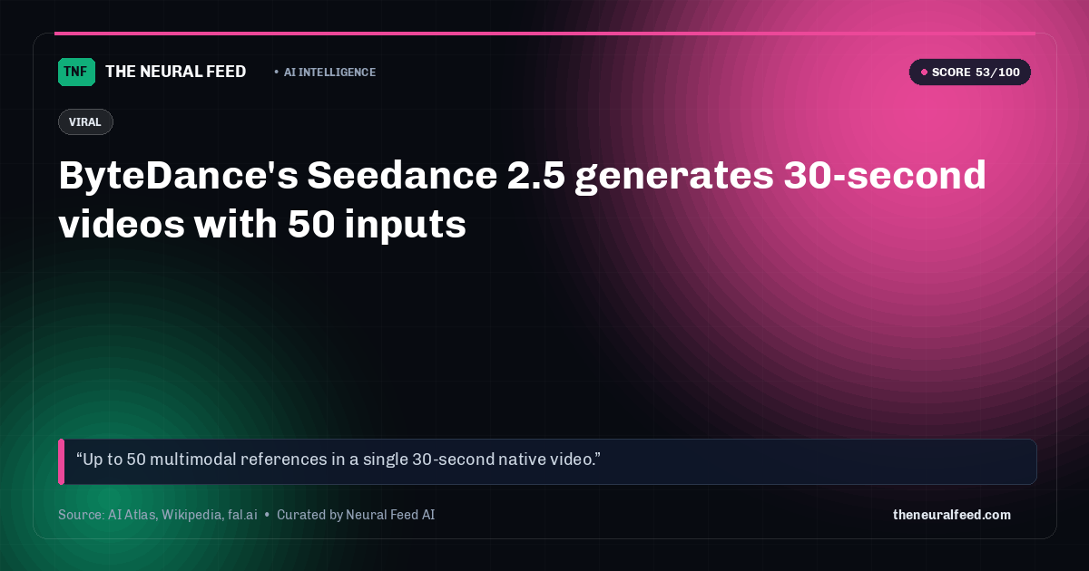 ByteDance's Seedance 2.5 generates 30-second videos with 50 inputs