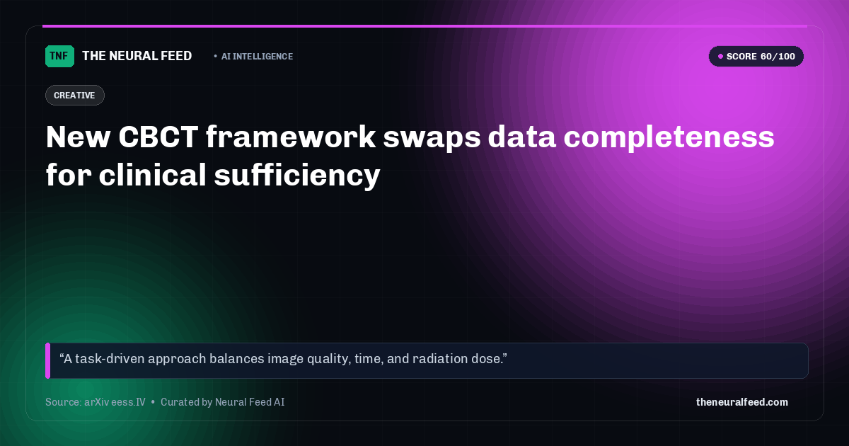 New CBCT framework swaps data completeness for clinical sufficiency
