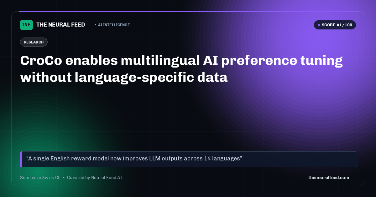 CroCo enables multilingual AI preference tuning without language-specific data