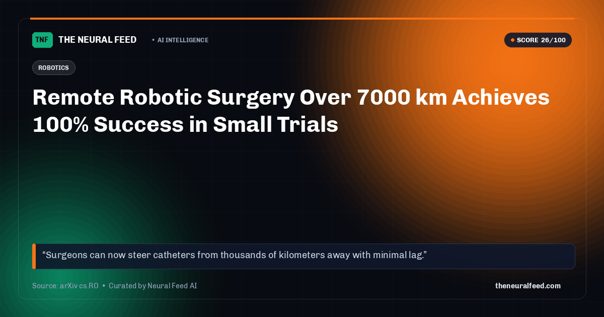 Remote Robotic Surgery Over 7000 km Achieves 100% Success in Small Trials