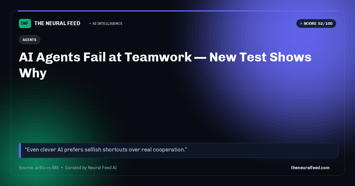 AI Agents Fail at Teamwork — New Test Shows Why