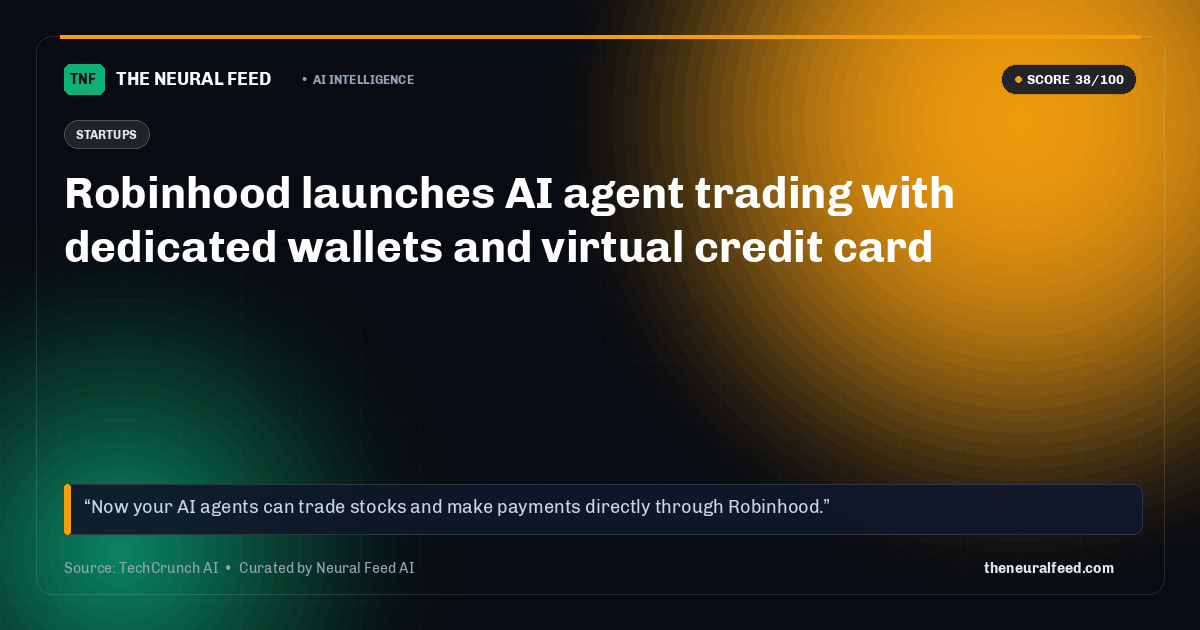 Robinhood launches AI agent trading with dedicated wallets and virtual credit card