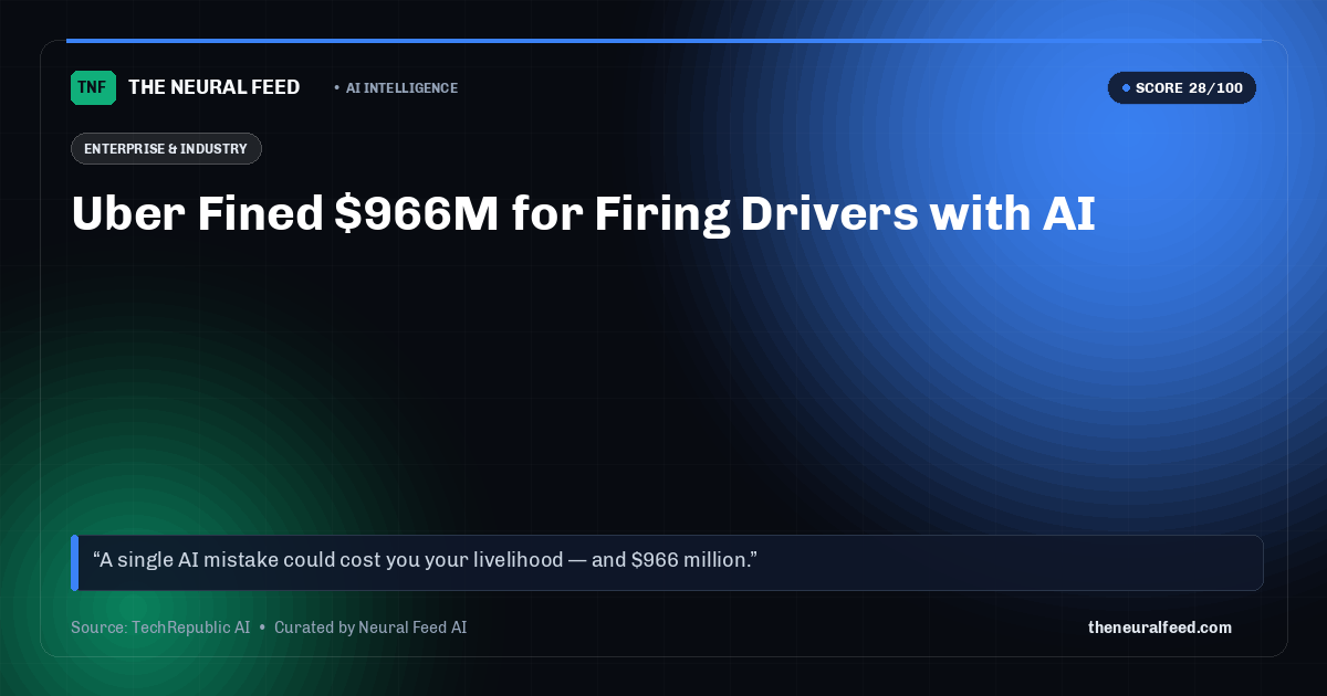 Uber Fined $966M for Firing Drivers with AI