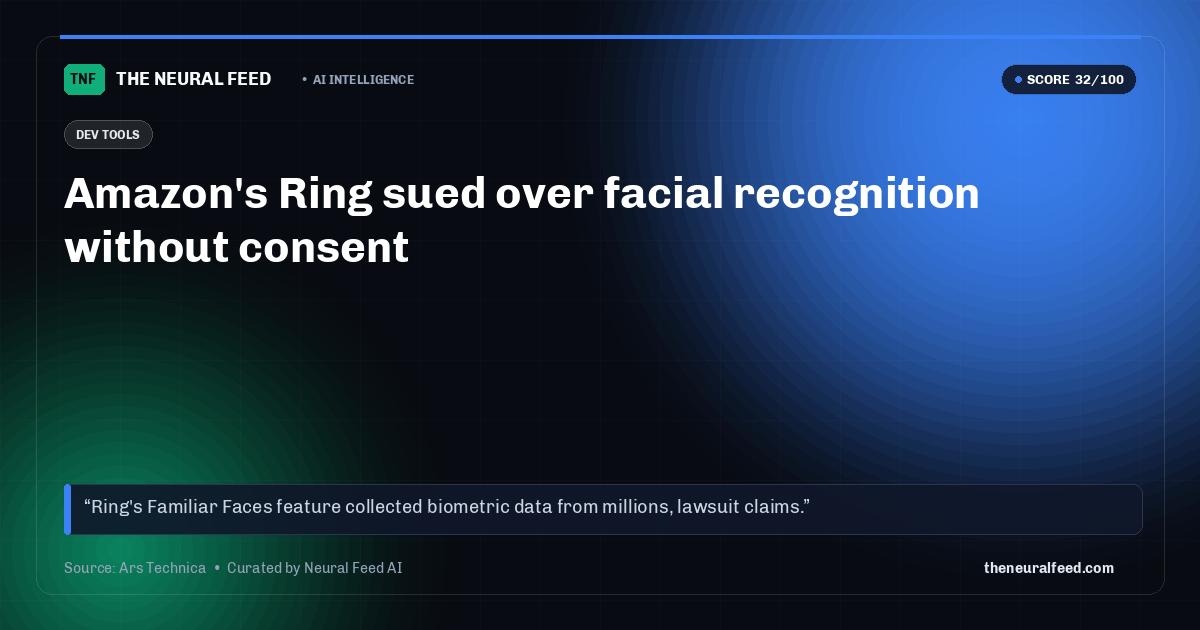 Amazon's Ring sued over facial recognition without consent