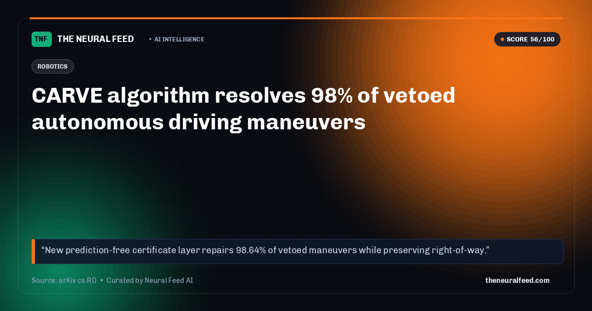 CARVE algorithm resolves 98% of vetoed autonomous driving maneuvers