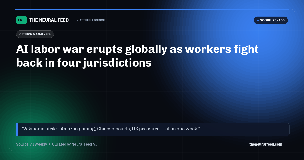 AI labor war erupts globally as workers fight back in four jurisdictions