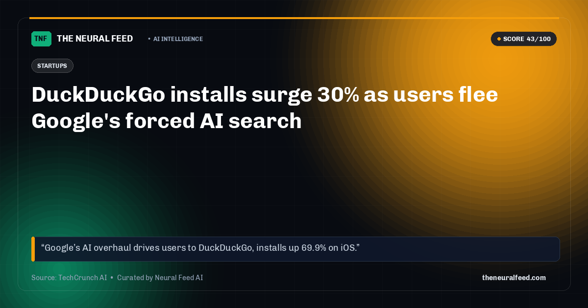 DuckDuckGo installs surge 30% as users flee Google's forced AI search