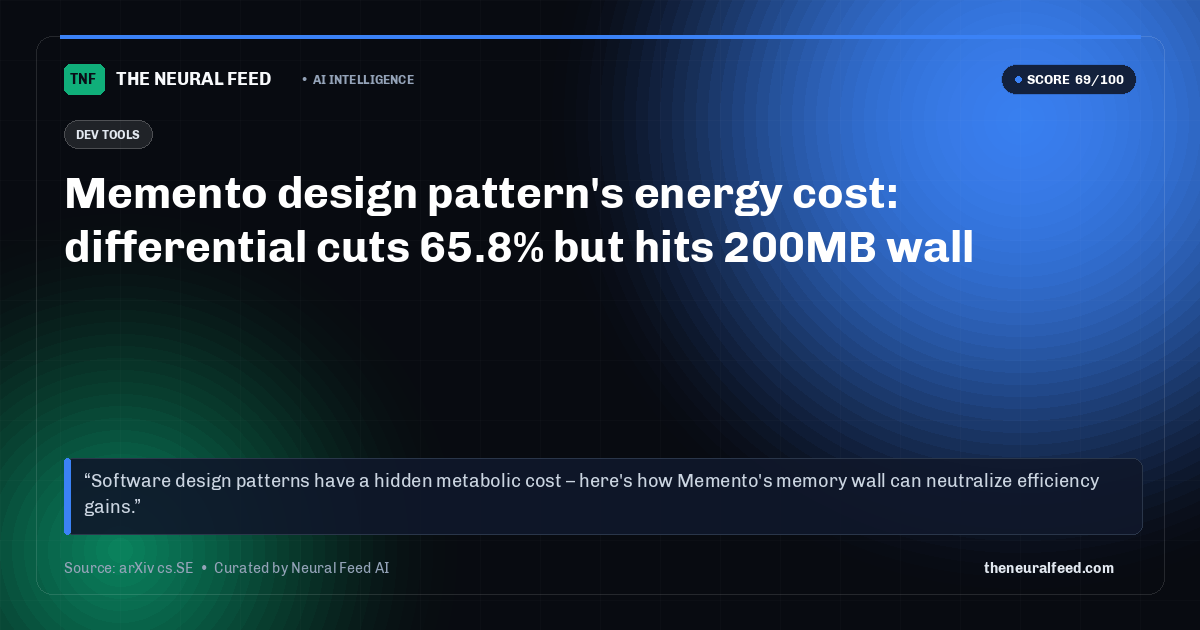 Memento design pattern's energy cost: differential cuts 65.8% but hits 200MB wall