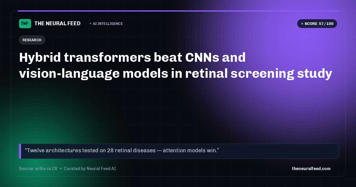 Hybrid transformers beat CNNs and vision-language models in retinal screening study