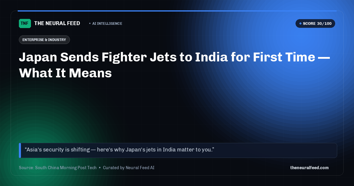 Japan Sends Fighter Jets to India for First Time — What It Means