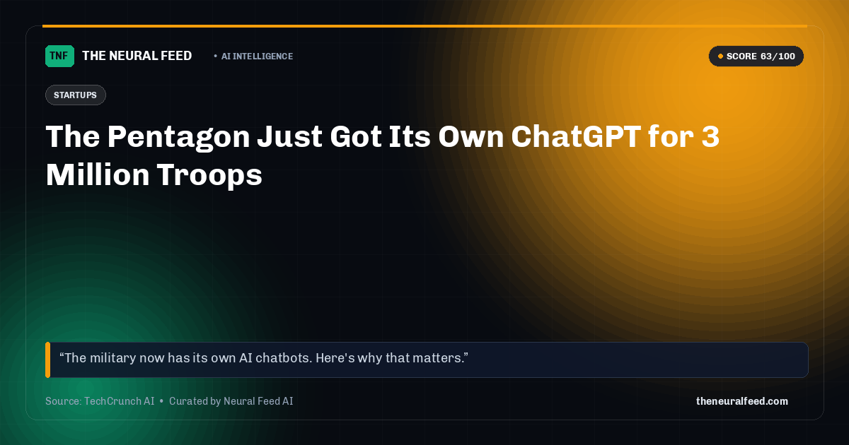 The Pentagon Just Got Its Own ChatGPT for 3 Million Troops