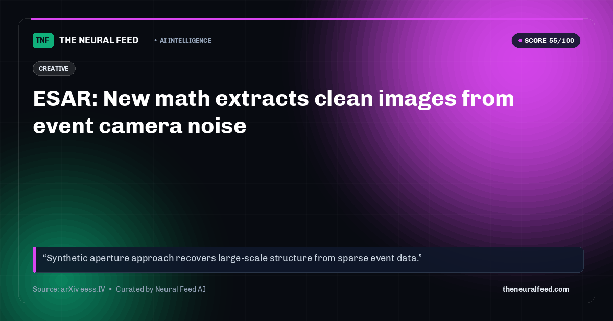 ESAR: New math extracts clean images from event camera noise
