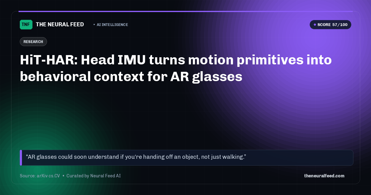 HiT-HAR: Head IMU turns motion primitives into behavioral context for AR glasses