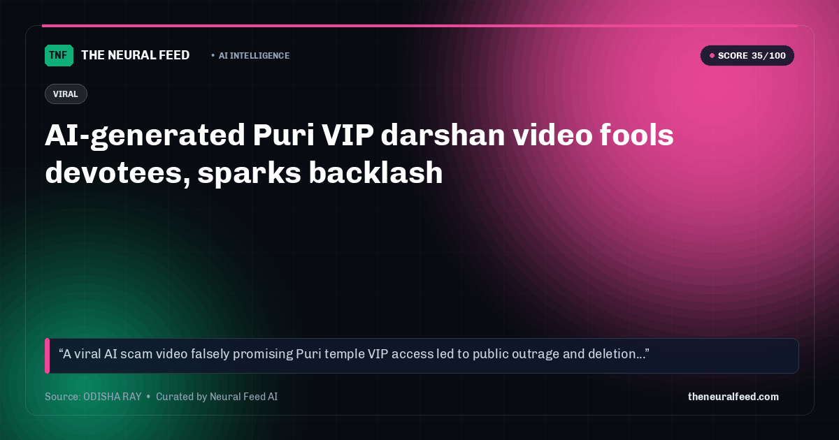 AI-generated Puri VIP darshan video fools devotees, sparks backlash