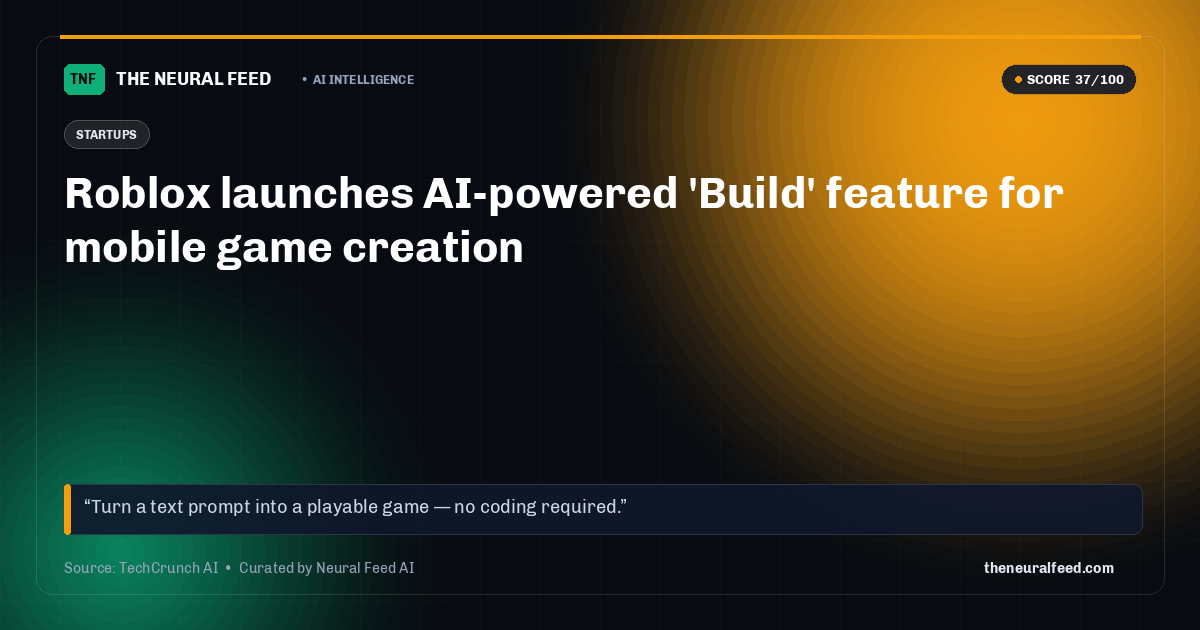 Roblox launches AI-powered 'Build' feature for mobile game creation