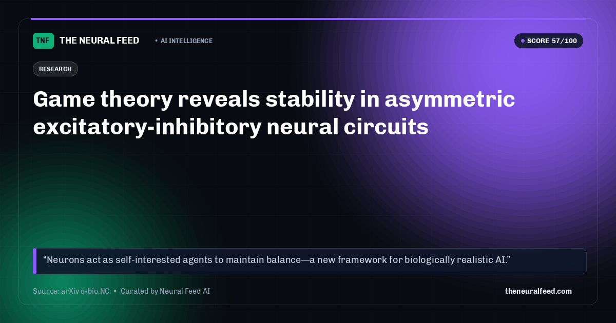 Game theory reveals stability in asymmetric excitatory-inhibitory neural circuits