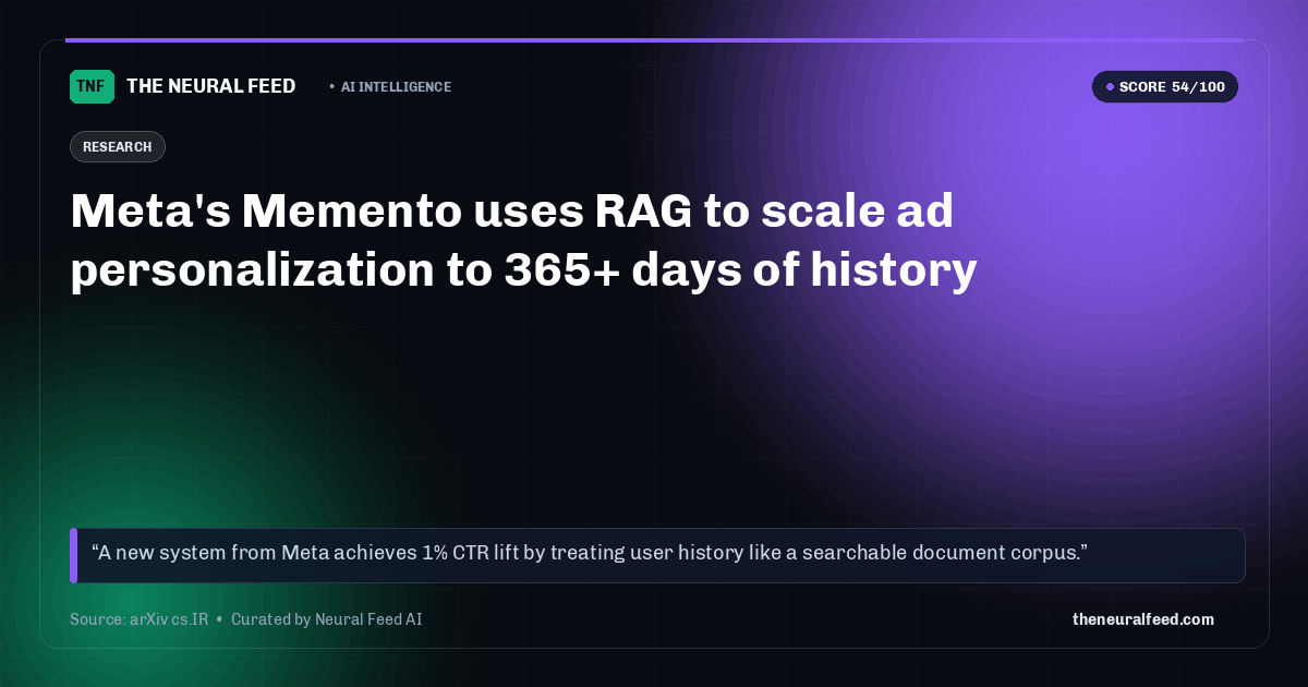 Meta's Memento uses RAG to scale ad personalization to 365+ days of history