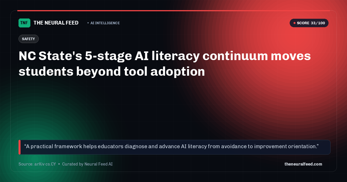NC State's 5-stage AI literacy continuum moves students beyond tool adoption