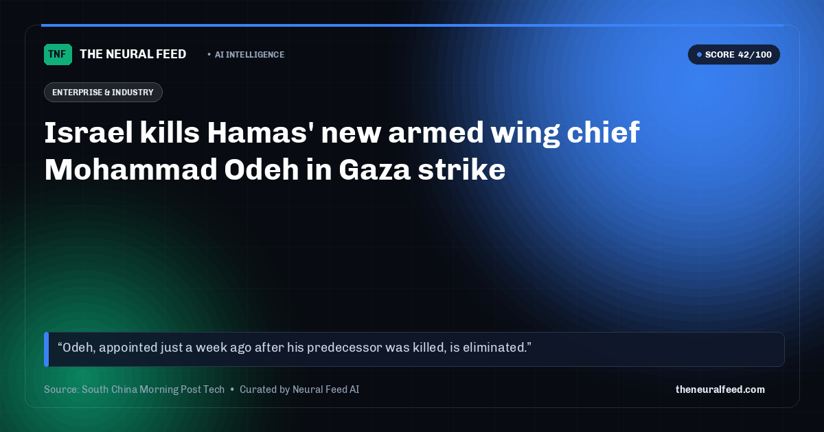 Israel kills Hamas' new armed wing chief Mohammad Odeh in Gaza strike