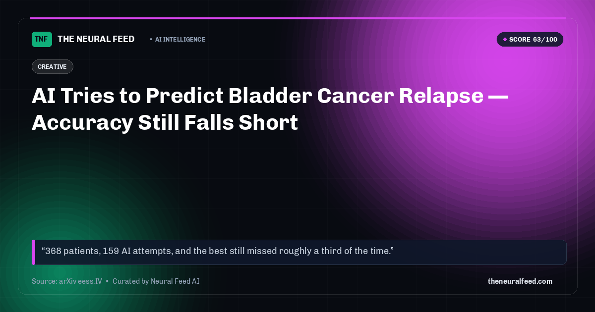 AI Tries to Predict Bladder Cancer Relapse — Accuracy Still Falls Short
