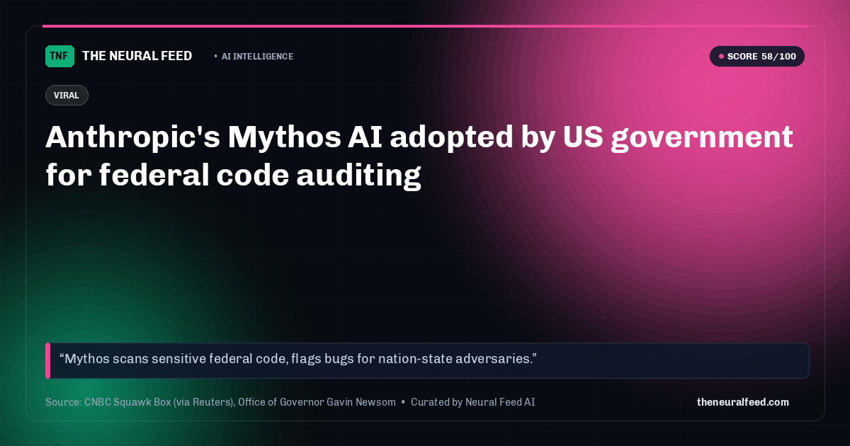 Anthropic's Mythos AI adopted by US government for federal code auditing