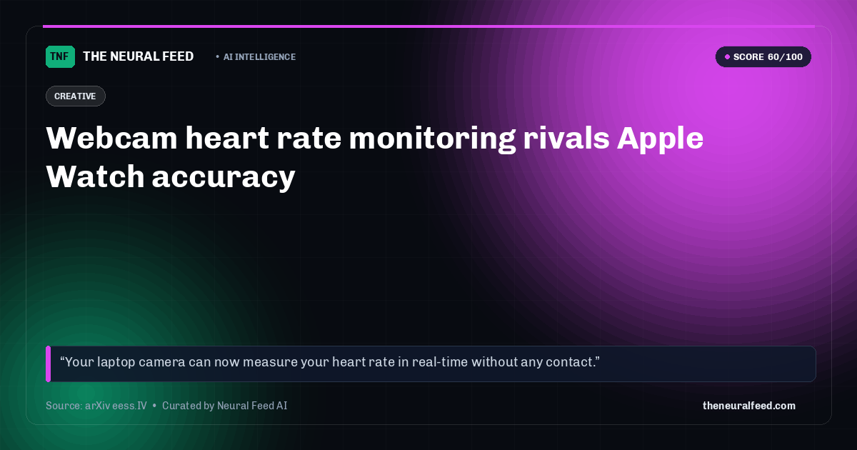Webcam heart rate monitoring rivals Apple Watch accuracy