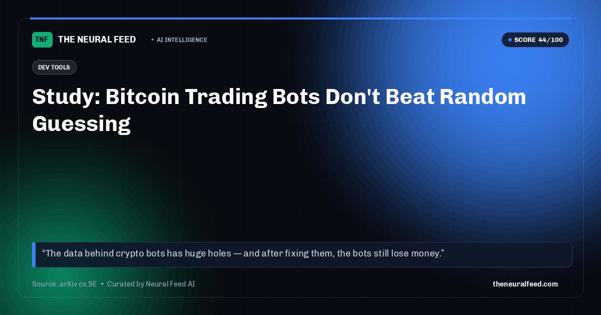 Study: Bitcoin Trading Bots Don't Beat Random Guessing