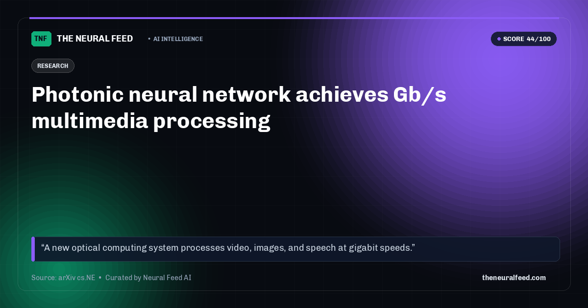 Photonic neural network achieves Gb/s multimedia processing