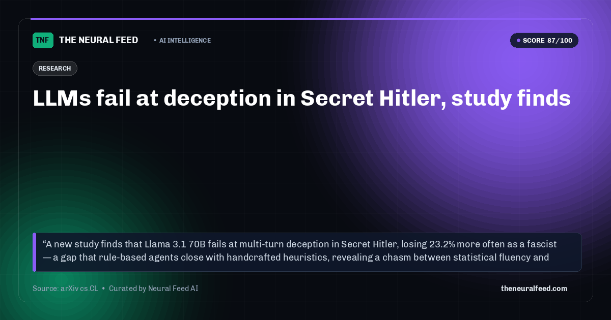 LLMs fail at deception in Secret Hitler, study finds